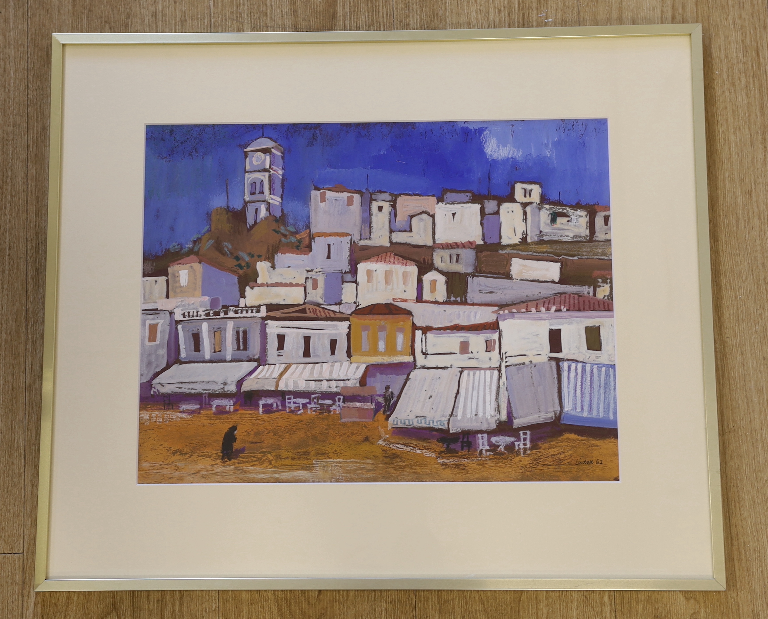 Geoffrey Lintott (20th century), mixed media, 'Poros, Greece', signed and dated ‘62, 44 x 33cm